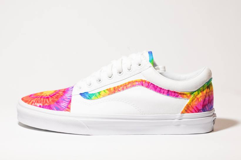 White Air Force 1 with a rainbow gradient swoosh