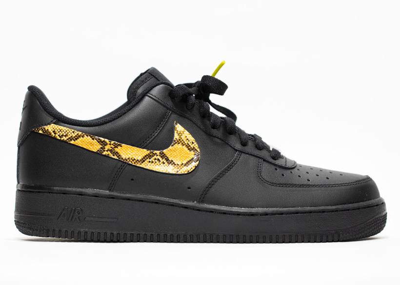 Black Air Force 1 with gold drip detailing